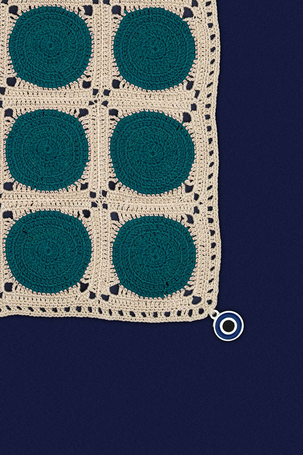 OHM Handmade-Bej Yeşil Dots El İşi Dantel Örtü-Dantel Örtüler-2-Milagron.com