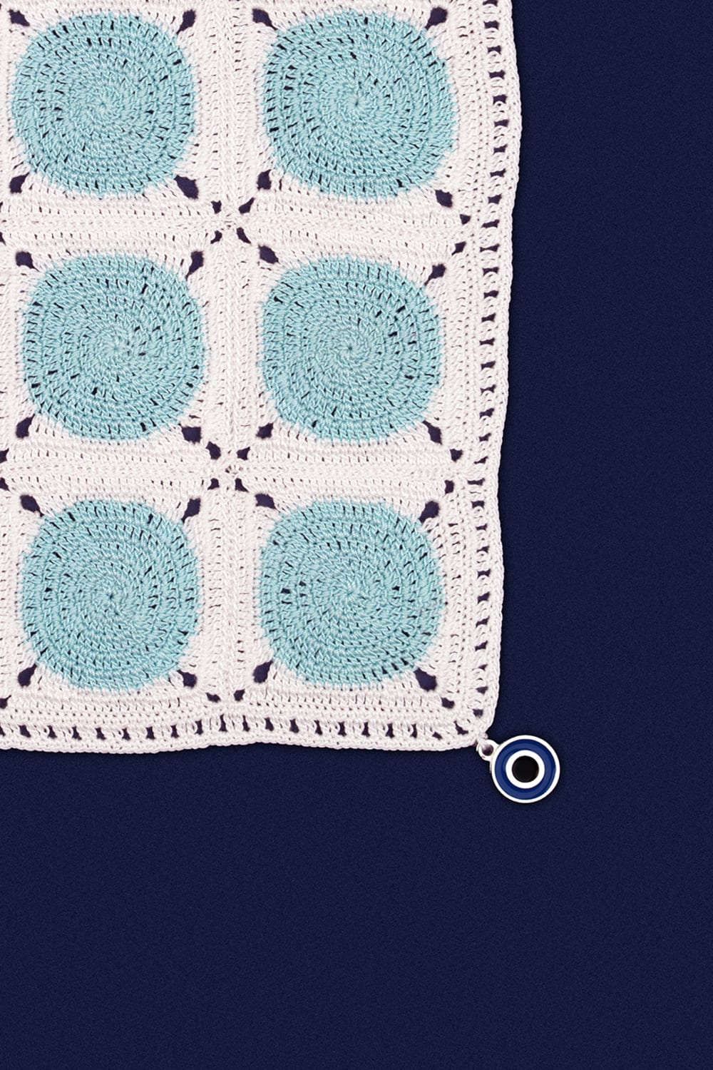 OHM Handmade-Beyaz Mavi Dots El İşi Dantel Örtü-Dantel Örtüler-2-Milagron.com