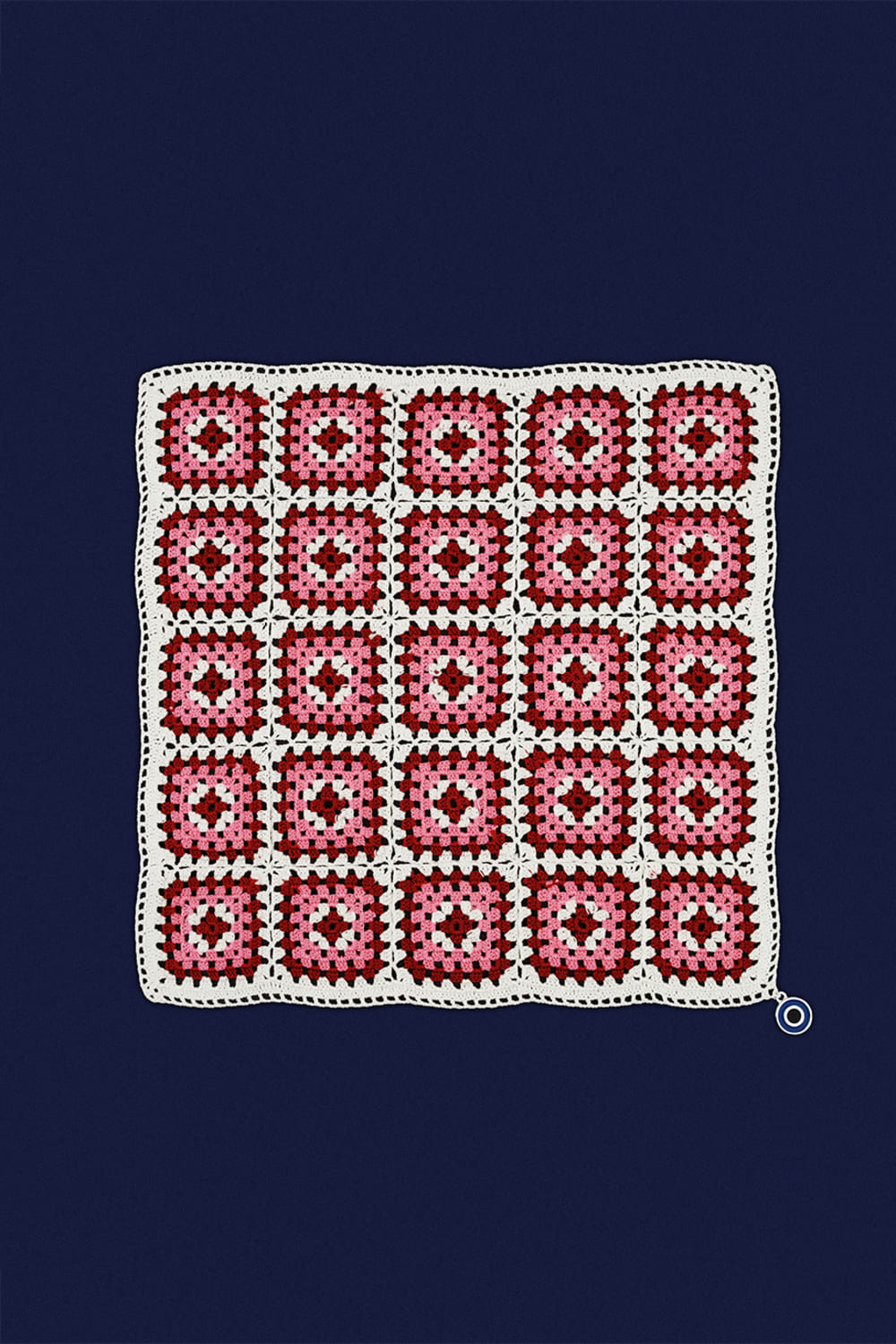 OHM Handmade-Beyaz Pembe Kırmızı Granny El İşi Dantel Örtü-Dantel Örtüler-1-Milagron.com