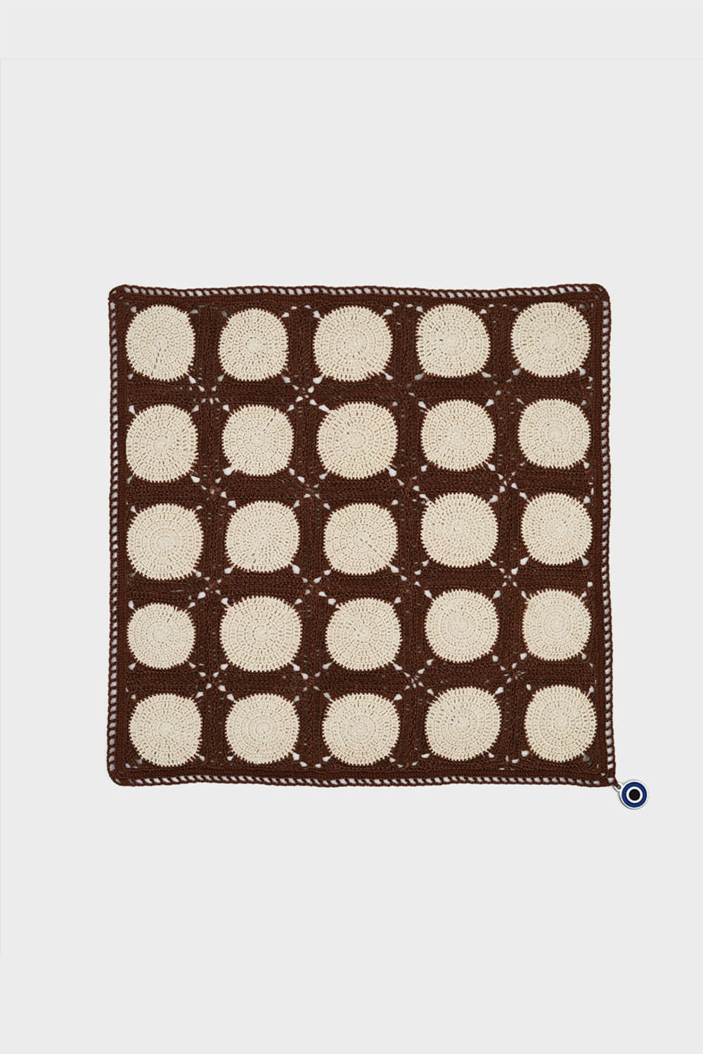 OHM Handmade-Kahverengi Bej Dots El İşi Dantel Örtü-Dantel Örtüler-1-Milagron.com