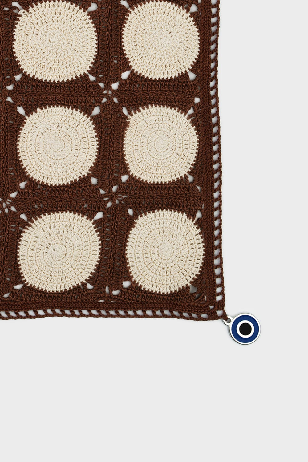 OHM Handmade-Kahverengi Bej Dots El İşi Dantel Örtü-Dantel Örtüler-2-Milagron.com