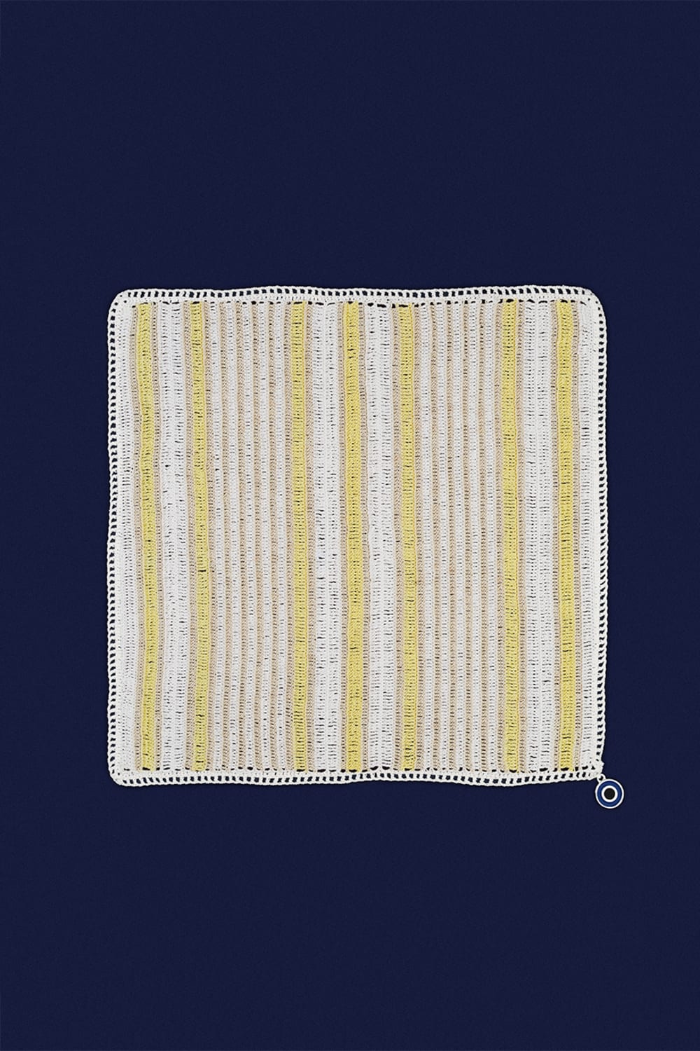 OHM Handmade-Krem Bej Sarı Multi Stripes El İşi Dantel Örtü-Dantel Örtüler-1-Milagron.com