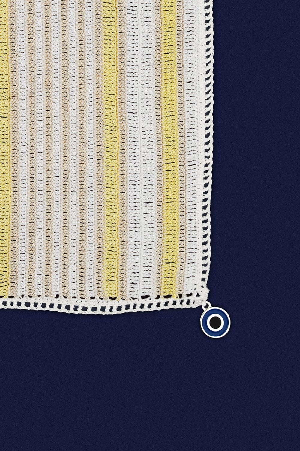 OHM Handmade-Krem Bej Sarı Multi Stripes El İşi Dantel Örtü-Dantel Örtüler-2-Milagron.com