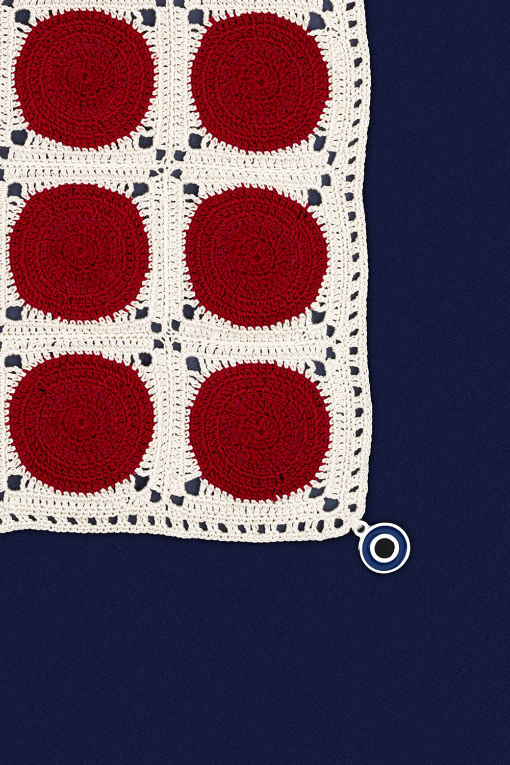 OHM Handmade-Krem Kırmızı Dots El İşi Dantel Örtü-Dantel Örtüler-6-Milagron.com