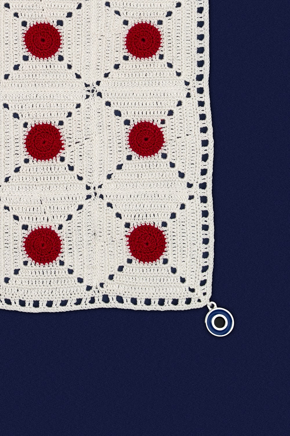 OHM Handmade-Krem Kırmızı Tiny Dots El İşi Dantel Örtü-Dantel Örtüler-2-Milagron.com