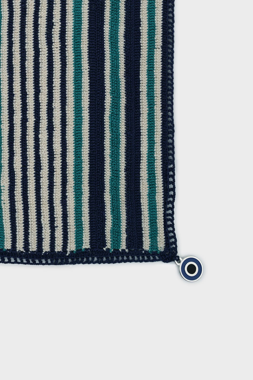 OHM Handmade-Lacivert Bej Yeşil Multi Stripes El İşi Dantel Örtü-Dantel Örtüler-2-Milagron.com