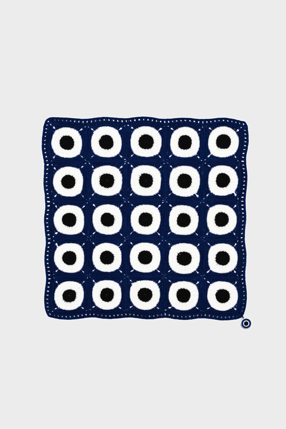 OHM Handmade-Lacivert Beyaz Siyah Evil Eye El İşi Dantel Örtü-Dantel Örtüler-1-Milagron.com