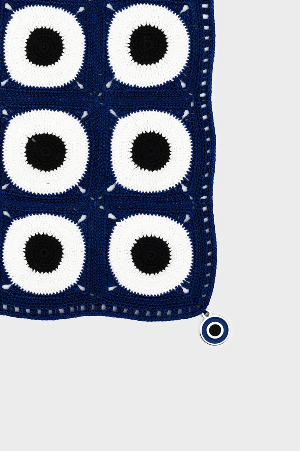 OHM Handmade-Lacivert Beyaz Siyah Evil Eye El İşi Dantel Örtü-Dantel Örtüler-2-Milagron.com