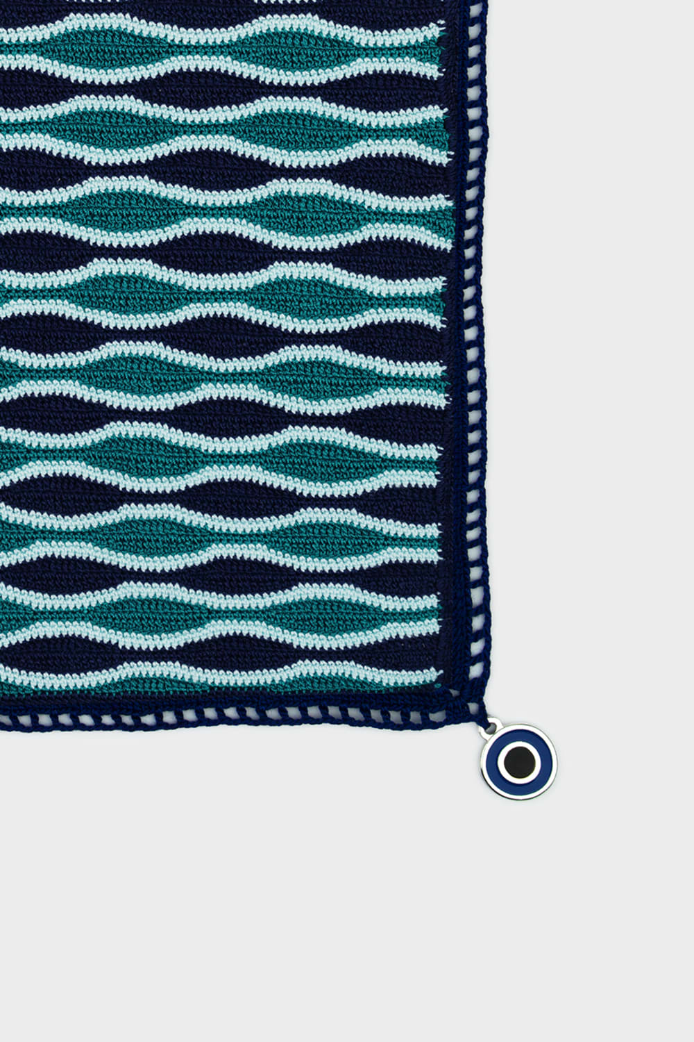 OHM Handmade-Lacivert Mavi Yeşil Waves El İşi Dantel Örtü-Dantel Örtüler-2-Milagron.com