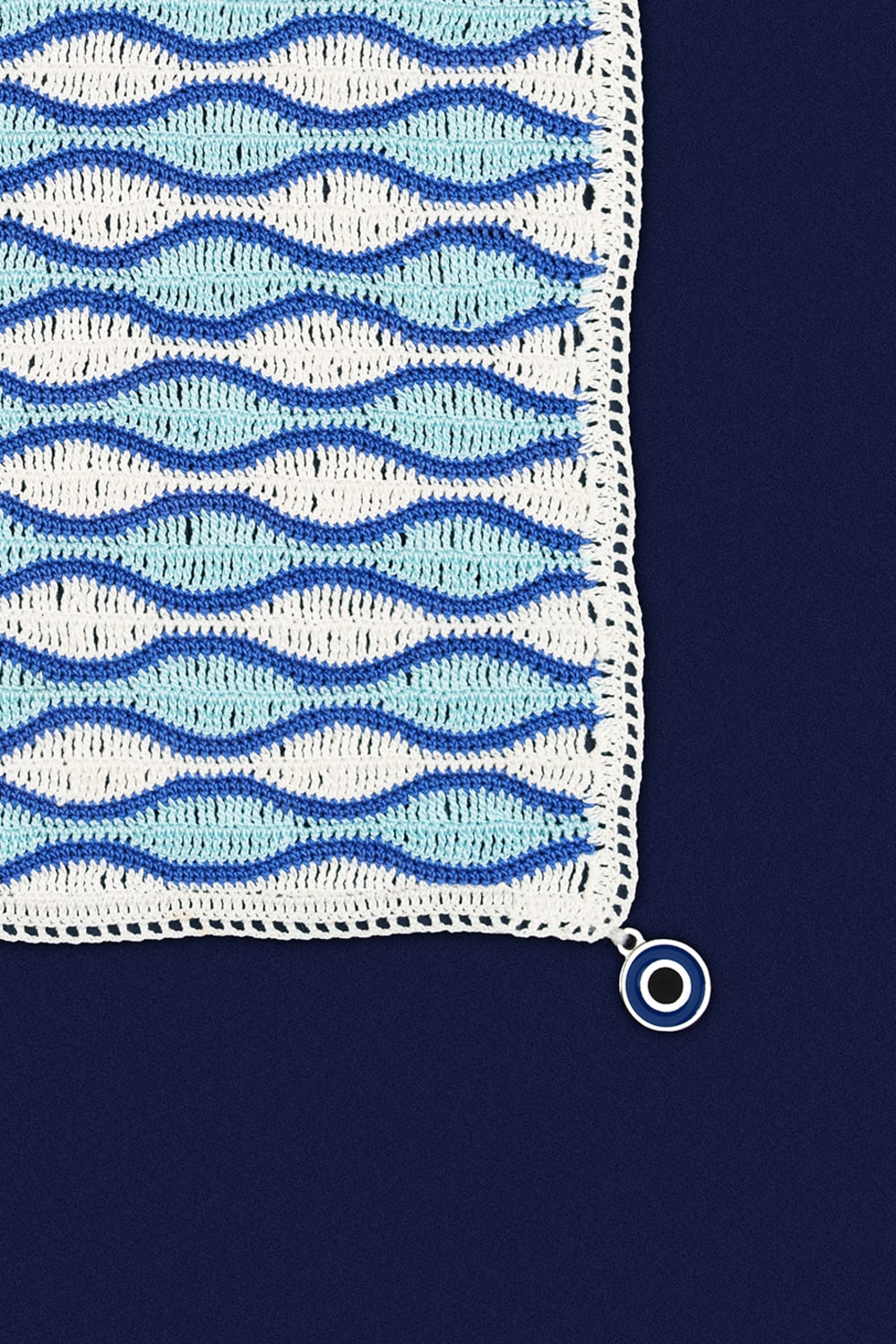 OHM Handmade-Mavi Saks Krem Waves El İşi Dantel Örtü-Dantel Örtüler-2-Milagron.com