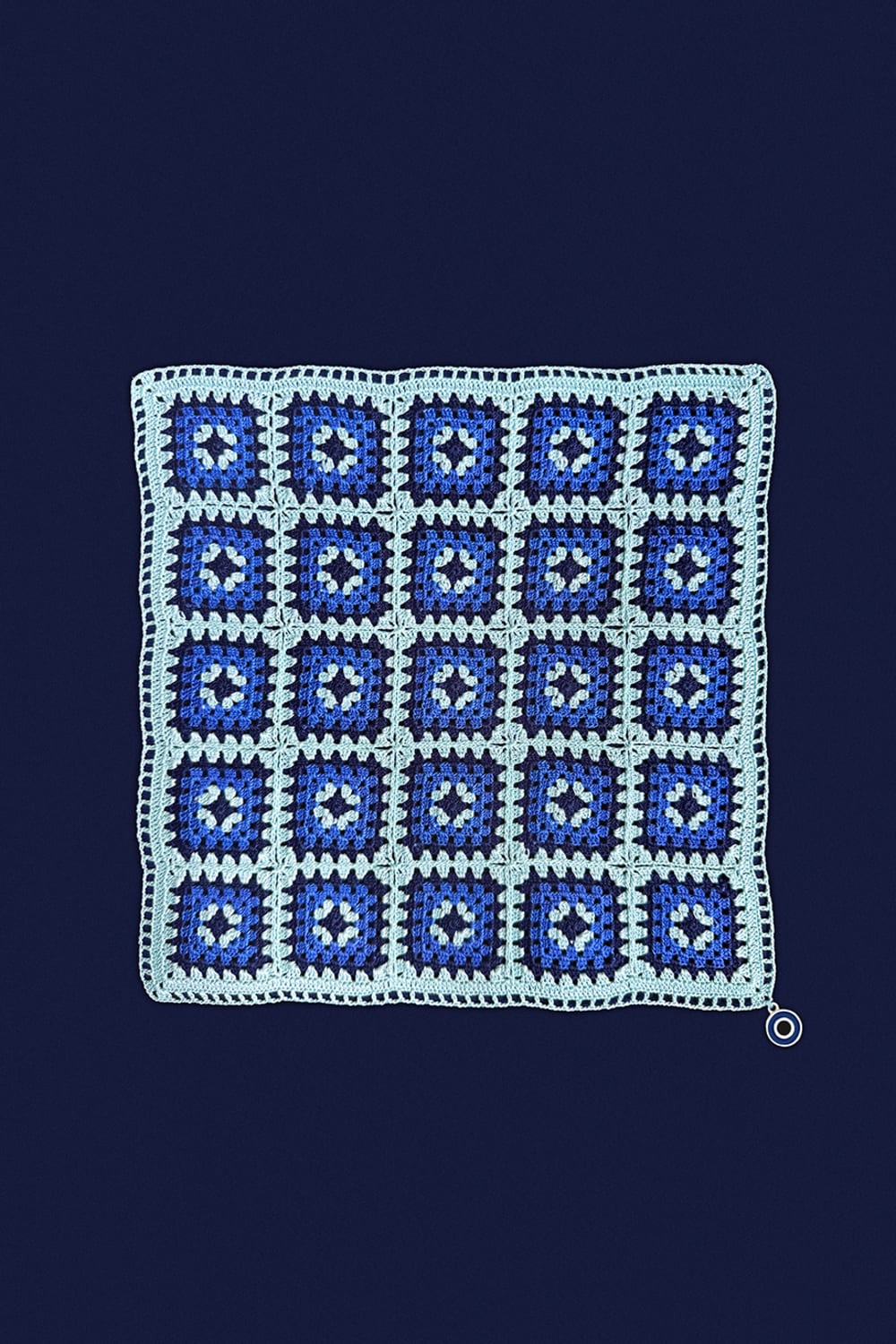 OHM Handmade-Mavi Saks Lacivert Granny El İşi Dantel Örtü-Dantel Örtüler-1-Milagron.com