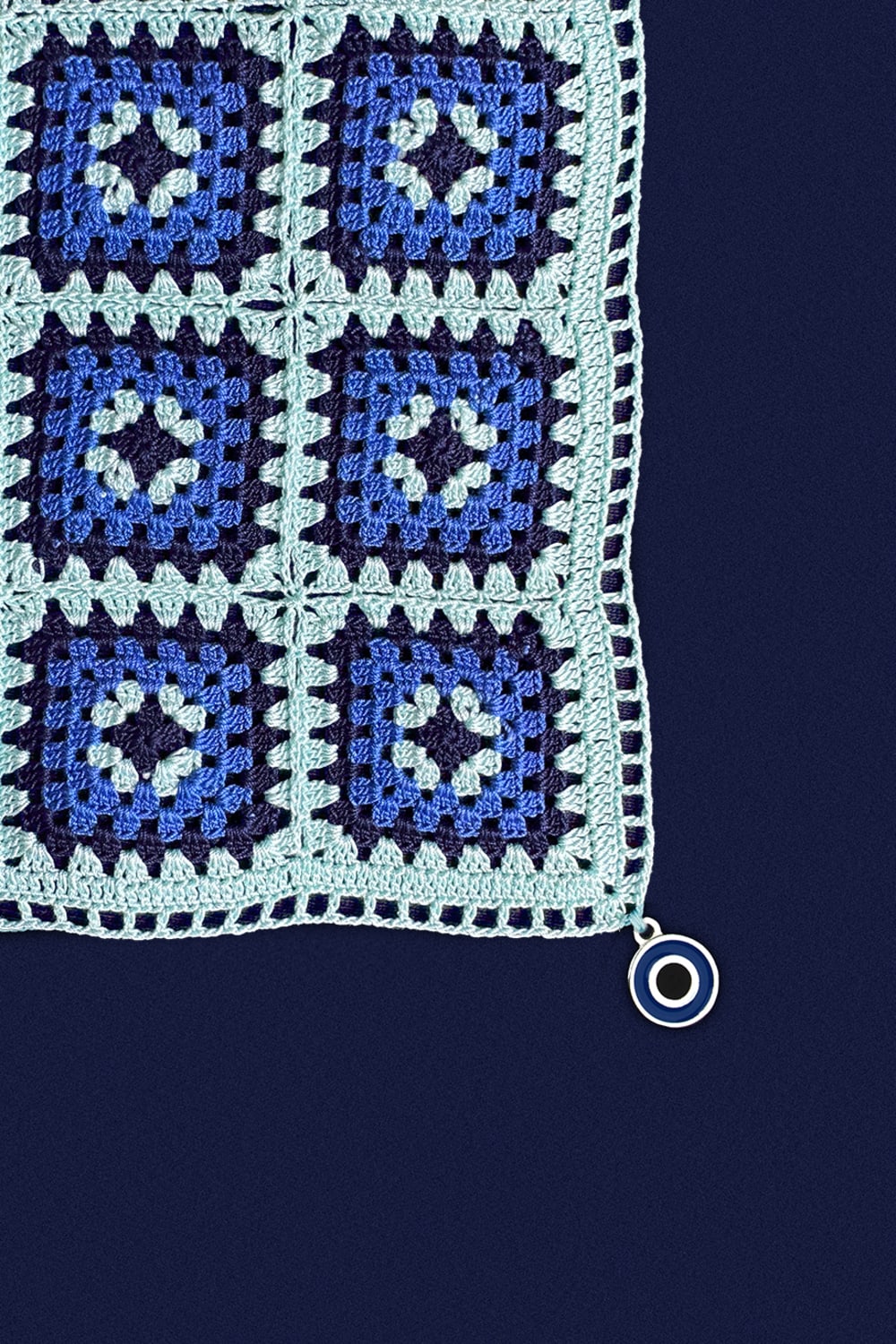 OHM Handmade-Mavi Saks Lacivert Granny El İşi Dantel Örtü-Dantel Örtüler-2-Milagron.com