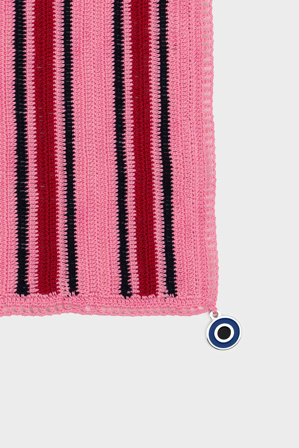 OHM Handmade-Pembe Siyah Kırmızı Stripes El İşi Dantel Örtü-Dantel Örtüler-2-Milagron.com