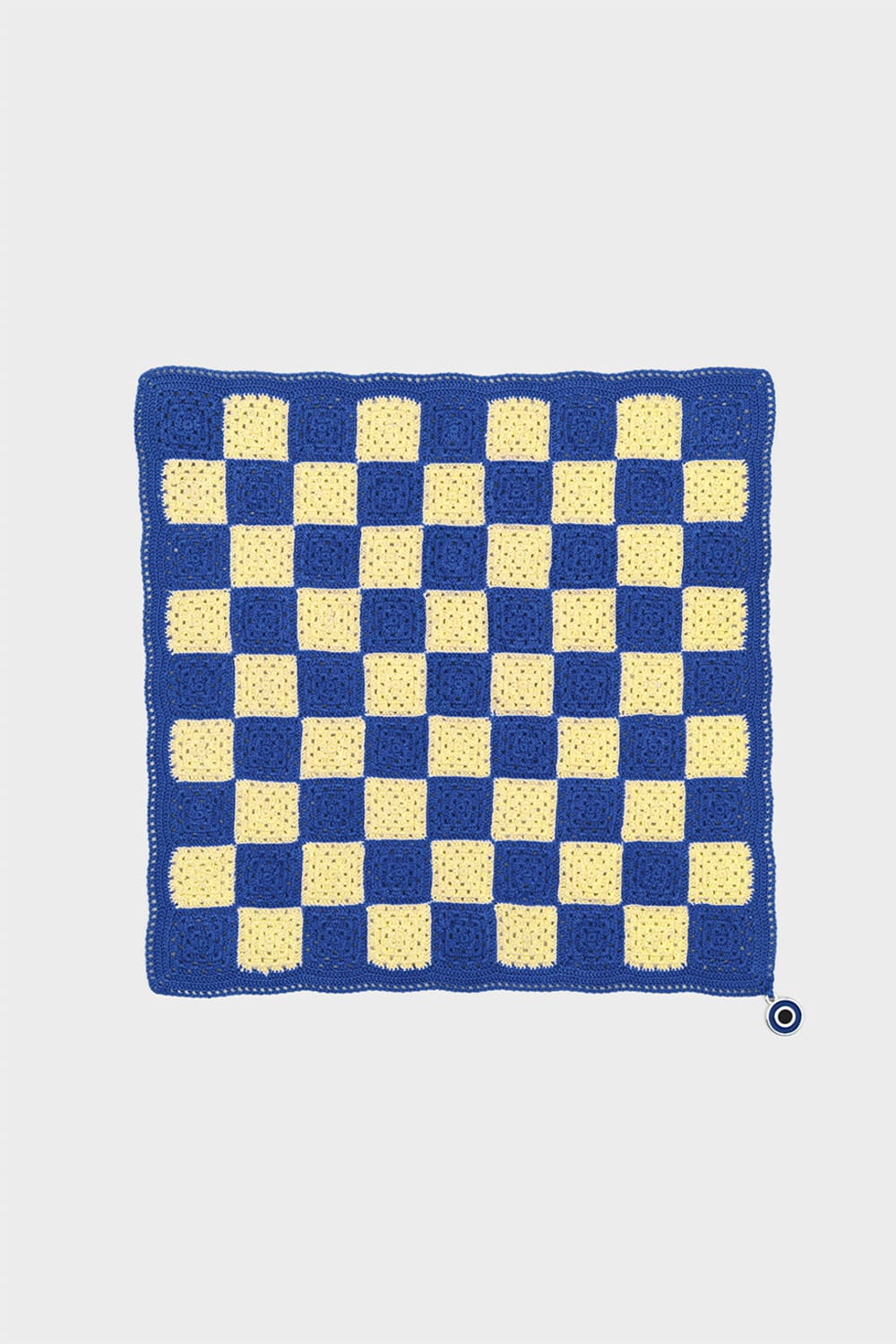 OHM Handmade-Sarı Mavi Checkered El İşi Dantel Örtü-Dantel Örtüler-1-Milagron.com