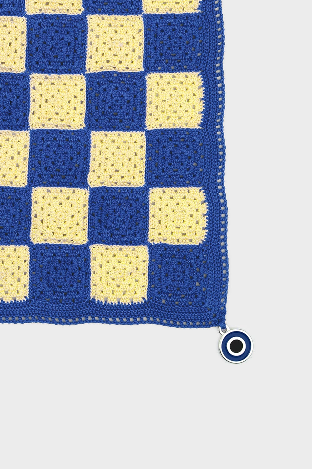 OHM Handmade-Sarı Mavi Checkered El İşi Dantel Örtü-Dantel Örtüler-2-Milagron.com