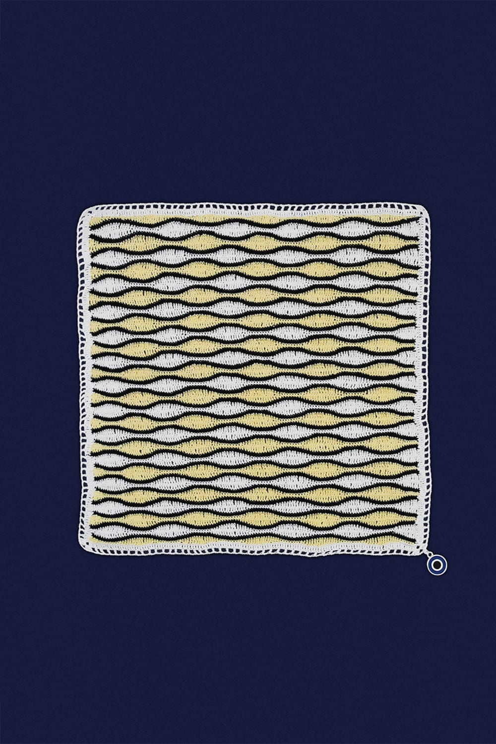 OHM Handmade-Sarı Siyah Krem Waves El İşi Dantel Örtü-Dantel Örtüler-1-Milagron.com