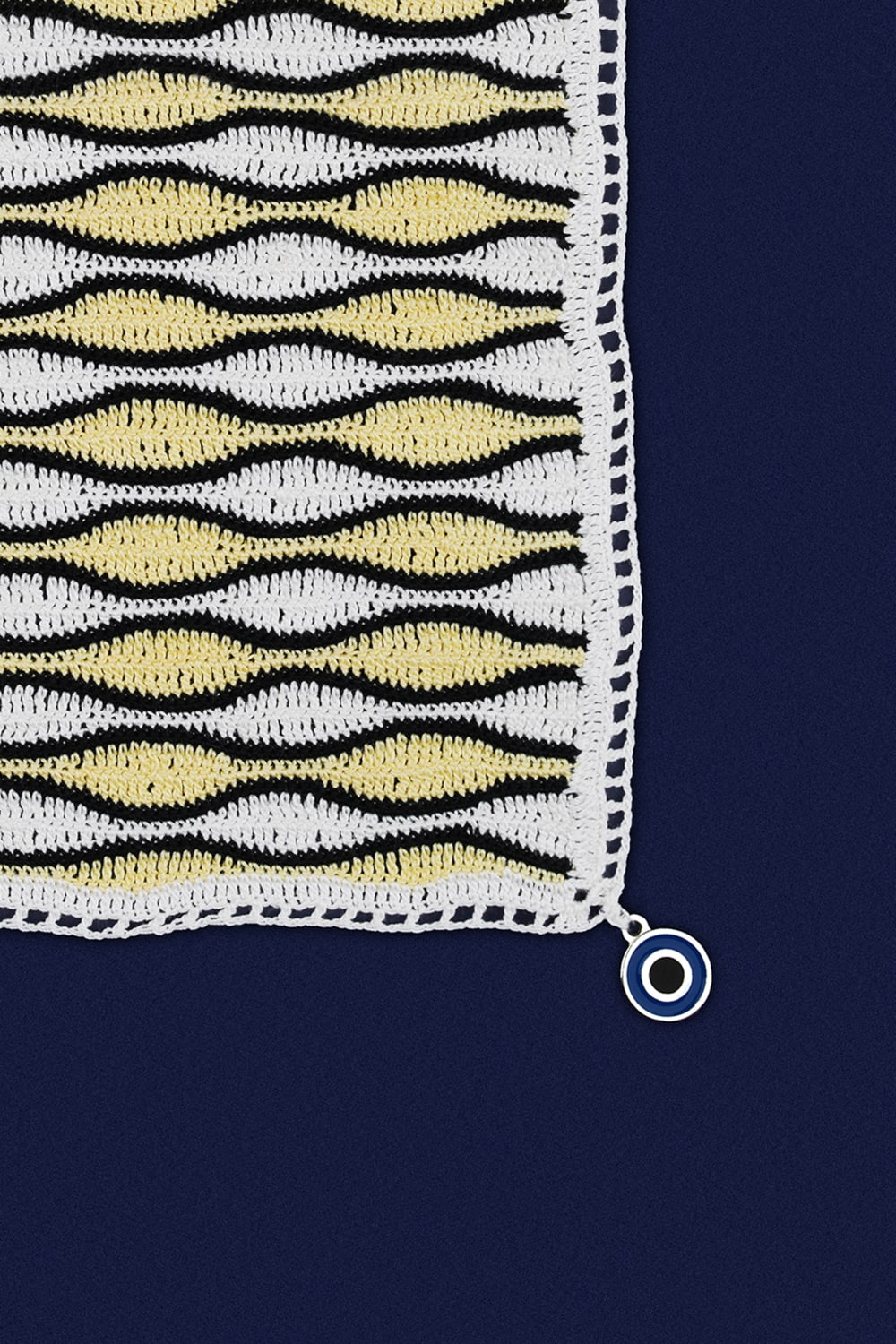 OHM Handmade-Sarı Siyah Krem Waves El İşi Dantel Örtü-Dantel Örtüler-2-Milagron.com