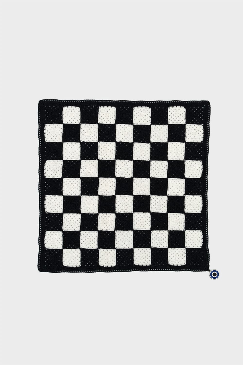 OHM Handmade-Siyah Beyaz Checkered El İşi Dantel Örtü-Dantel Örtüler-1-Milagron.com