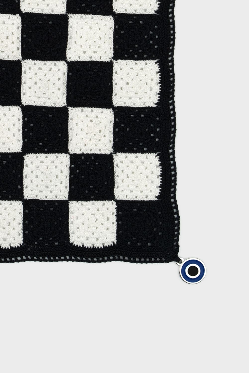 OHM Handmade-Siyah Beyaz Checkered El İşi Dantel Örtü-Dantel Örtüler-2-Milagron.com