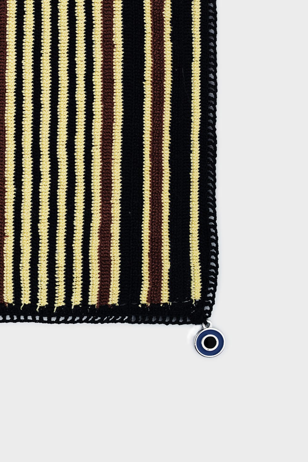 OHM Handmade-Siyah Sarı Kahverengi Multi Stripes El İşi Dantel Örtü-Dantel Örtüler-2-Milagron.com