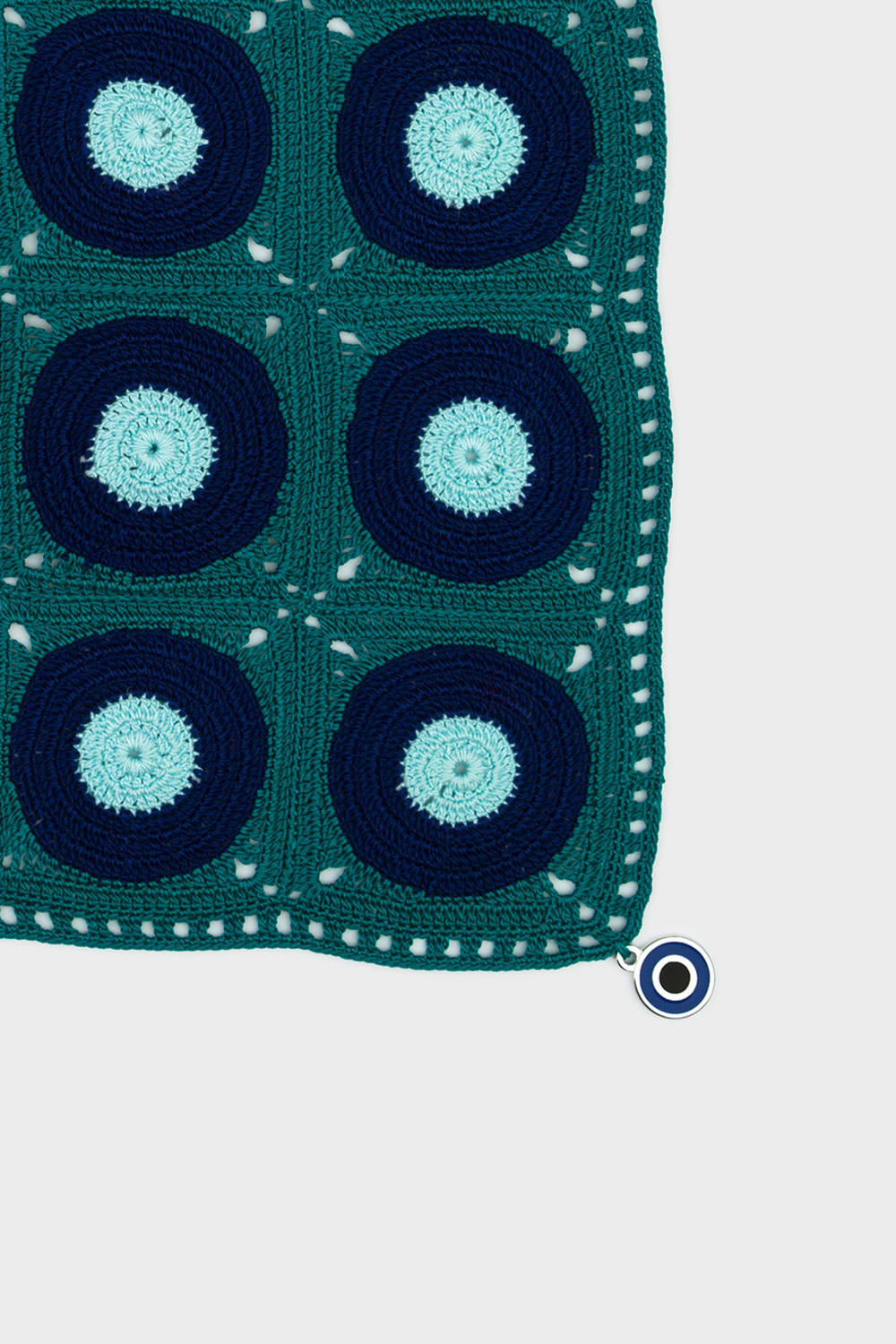 OHM Handmade-Yeşil Lacivert Mavi Evil Eye El İşi Dantel Örtü-Dantel Örtüler-2-Milagron.com