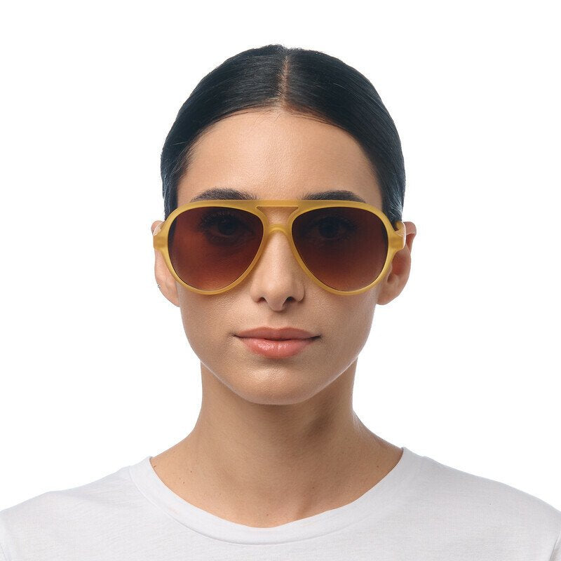 Okkia Alessio Unisex Güneş Gözlüğütransparan Sarı / Lens: Kahverengi Degrade