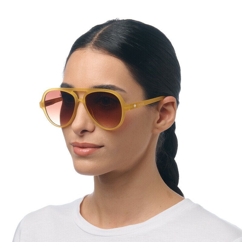 Okkia Alessio Unisex Güneş Gözlüğütransparan Sarı / Lens: Kahverengi Degrade