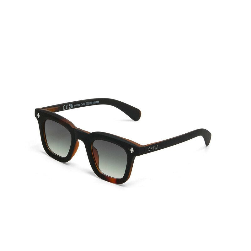 Okkia Firenze Unisex Güneş Gözlüğü Siyah Havana / Lens: Yeşil Gradyan