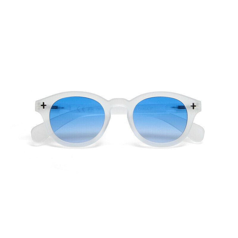 Okkia Milano Unisex Güneş Gözlüğü Transparan Beyaz / Lens: Mavi Gradyan