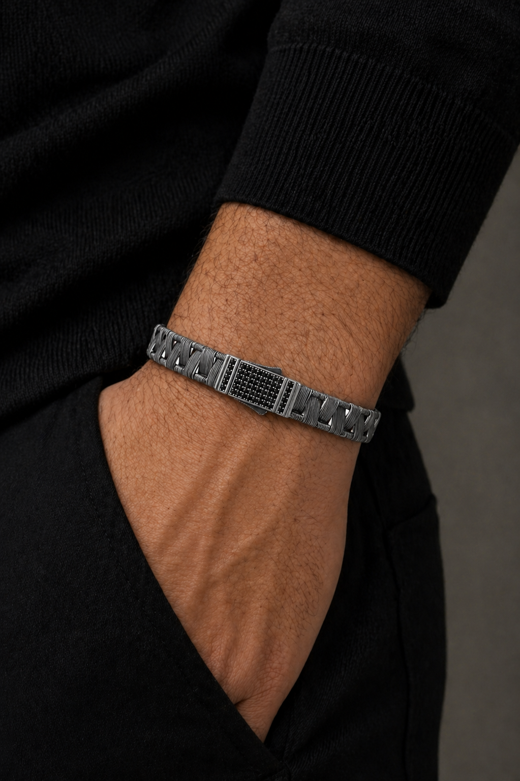 Noctra Cross Silver Erkek Bileklik