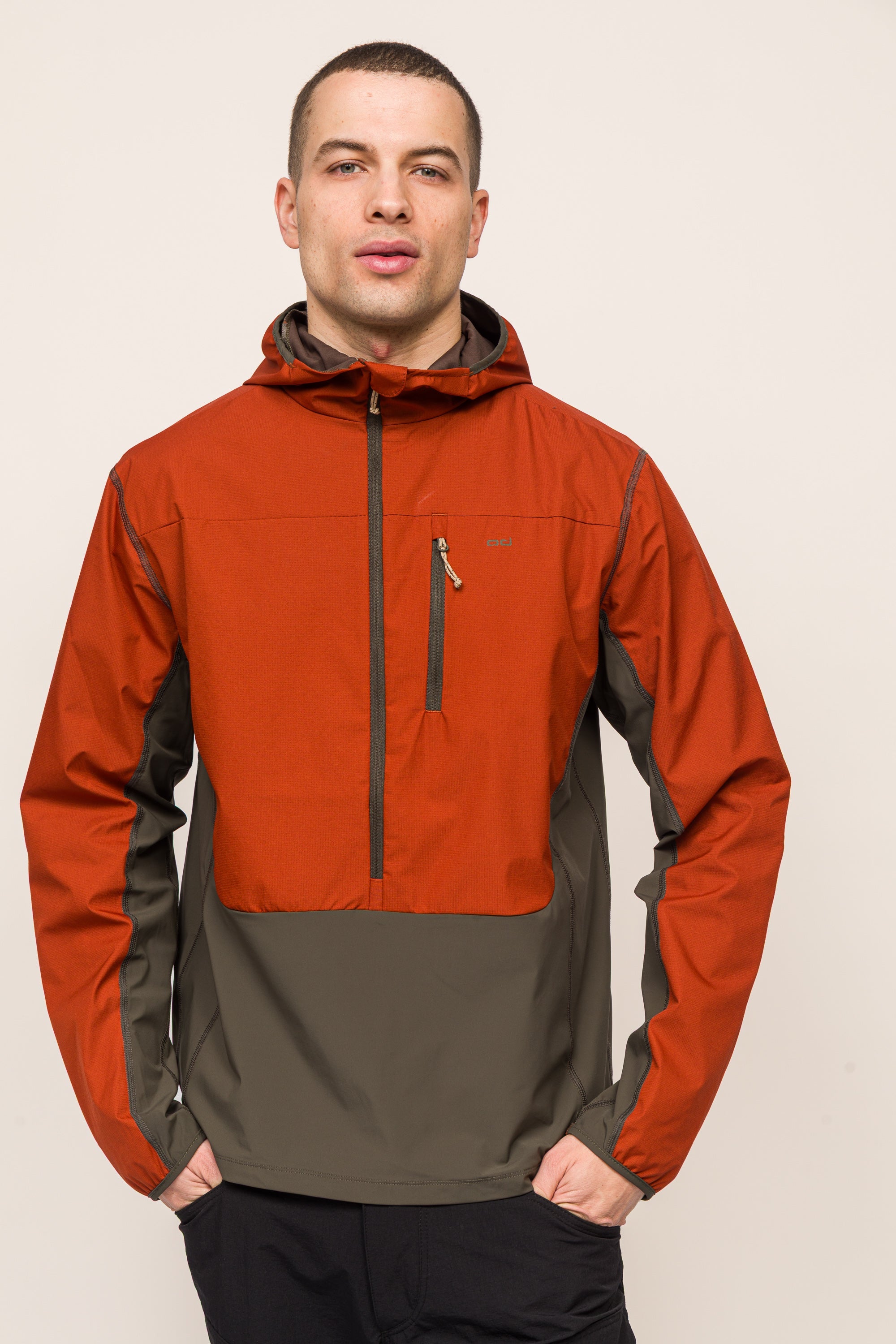 Airshell Kapüşonlu Rüzgar Ve Suya Dayanıklı Anorak - Kırmızı Tarçın