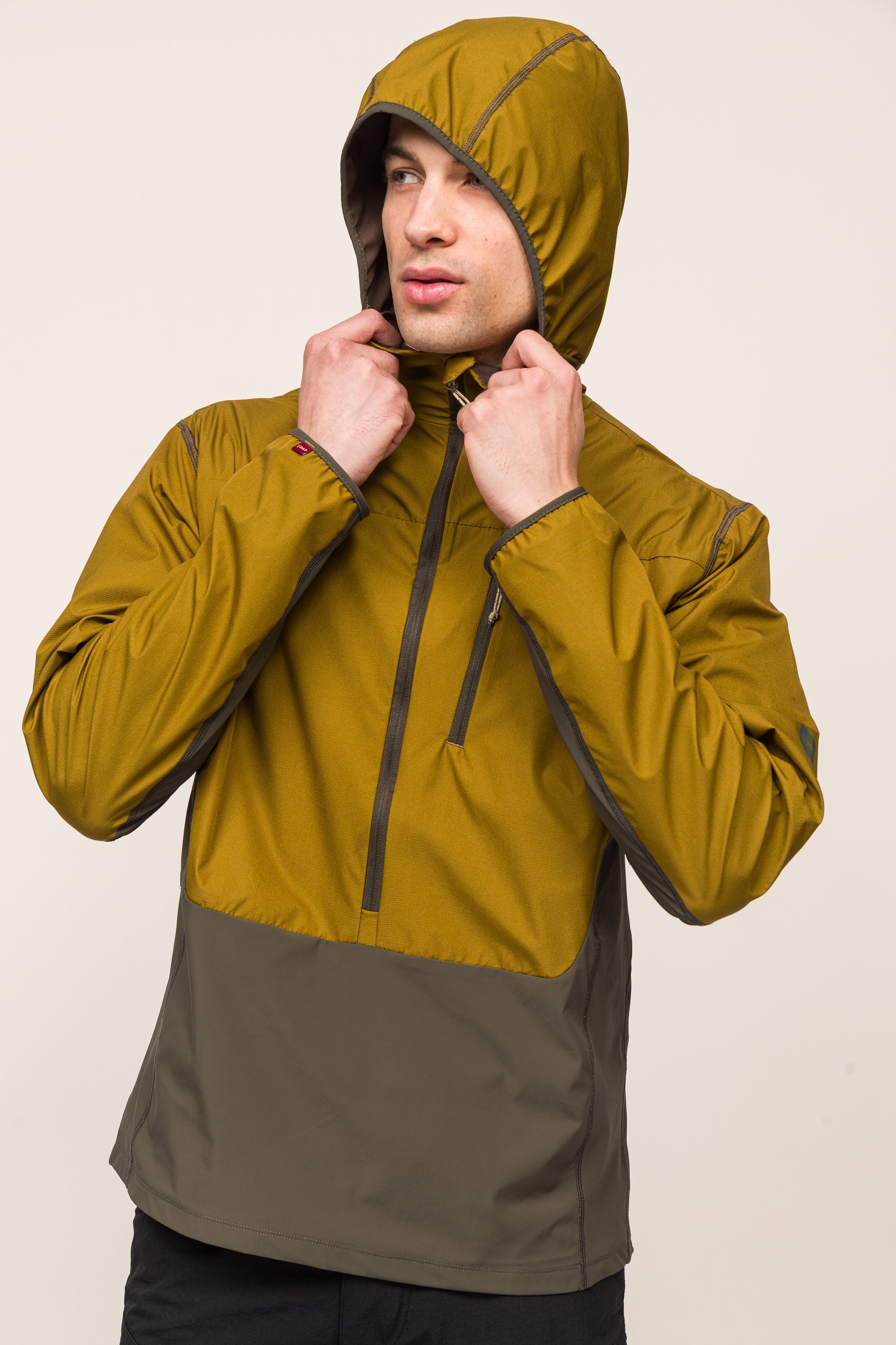 Airshell Rüzgar Ve Suya Dayanıklı Yarım Fermuar Anorak - Yağ Yeşili
