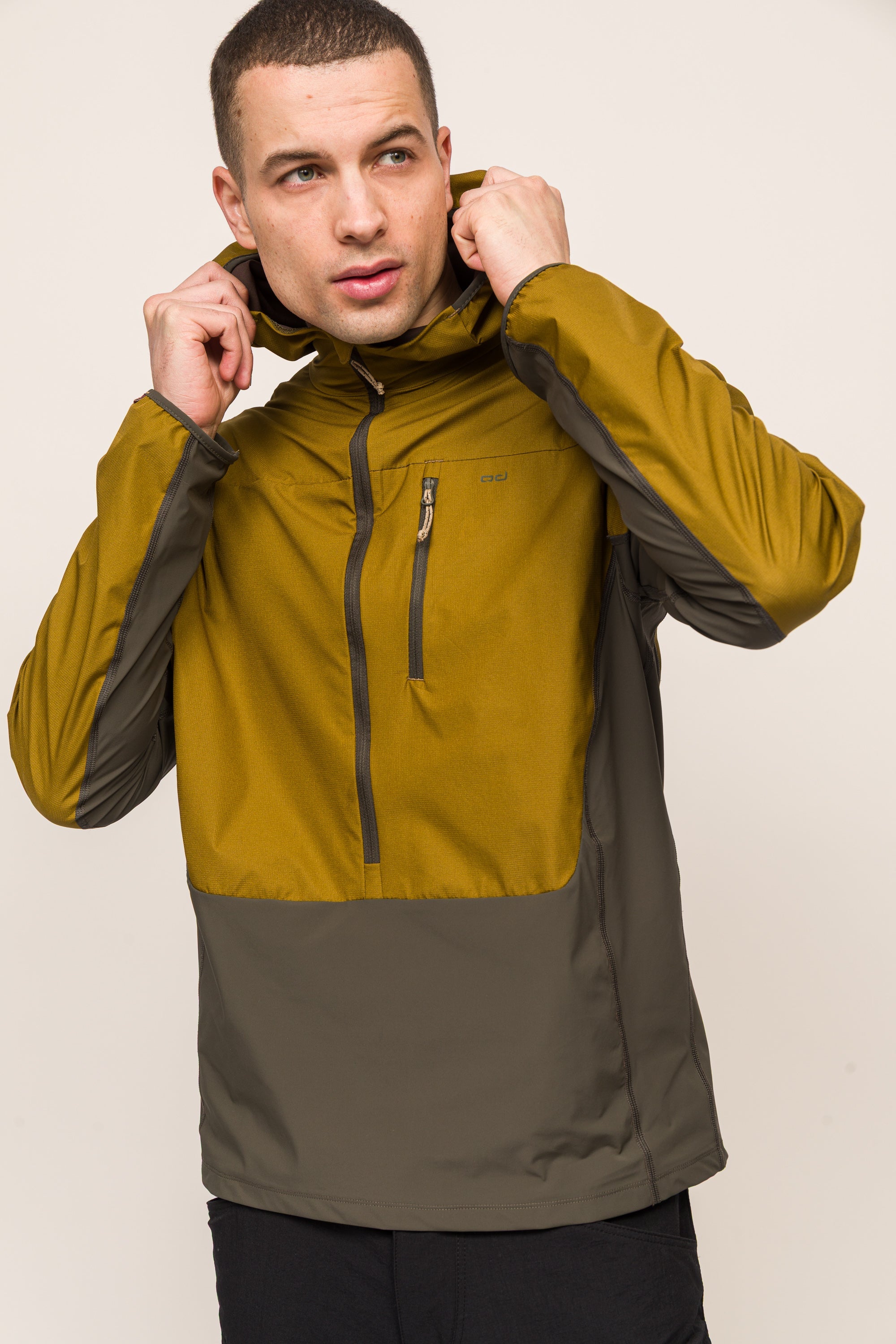Airshell Rüzgar Ve Suya Dayanıklı Yarım Fermuar Anorak - Yağ Yeşili