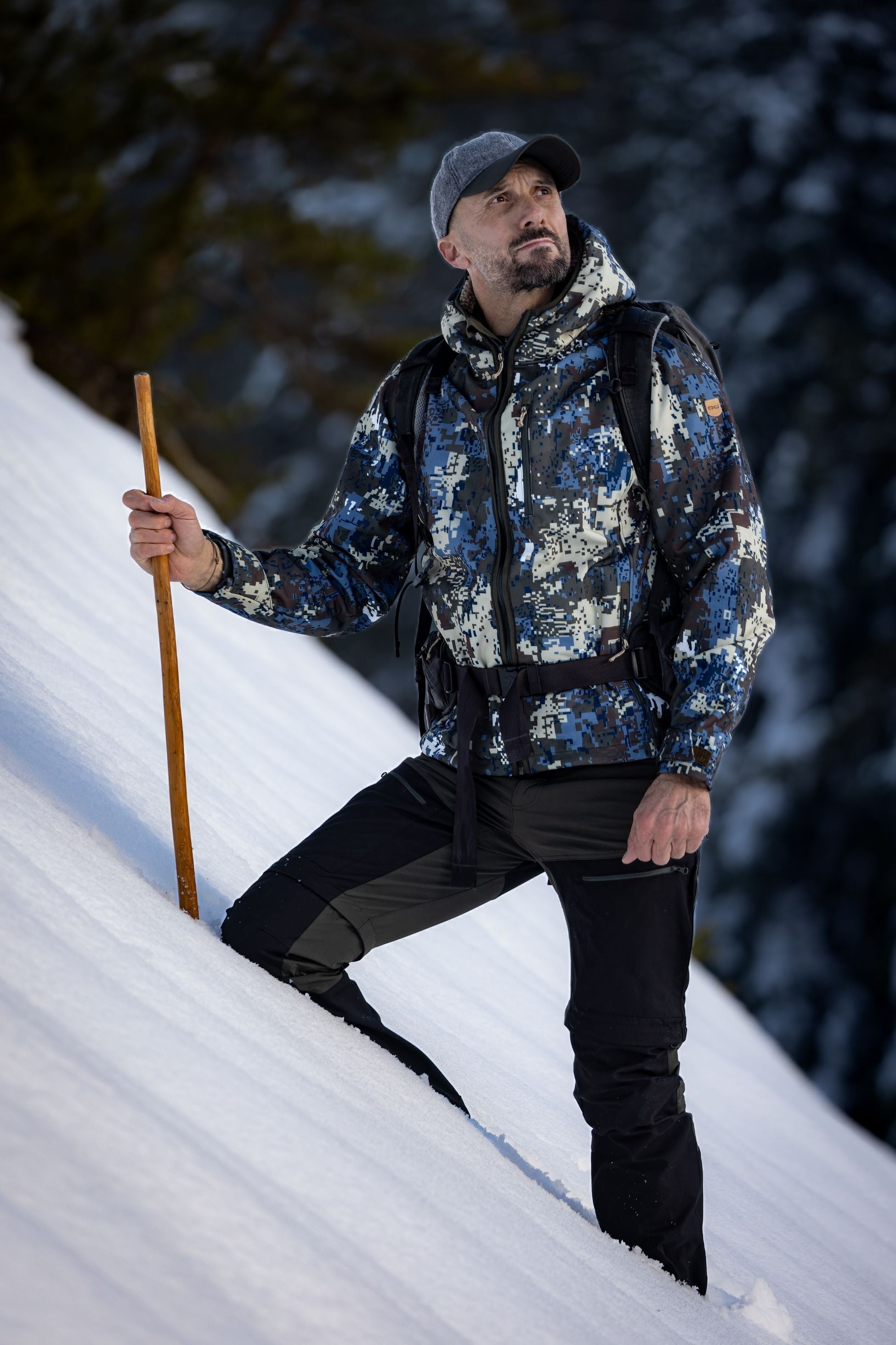 Softshell Rüzgar Ve Suya Dayanıklı Mont- Camo Mavi
