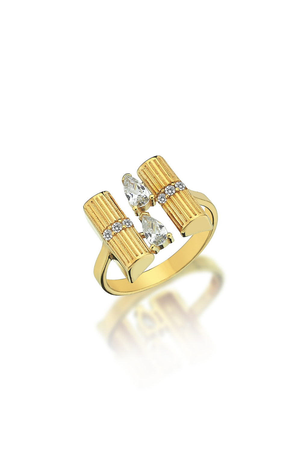 Odda75-Altın Kaplama 925 Ayar Gümüş Beyaz Pare Yüzük-Yüzük-1-Milagron.com