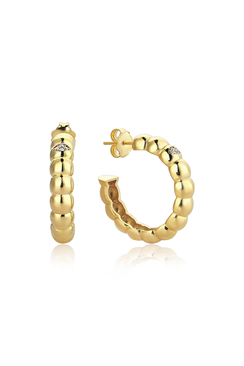 Odda75-Altın Kaplama 925 Ayar Gümüş Füreya Large Küpe Beyaz-Küpe-1-Milagron.com