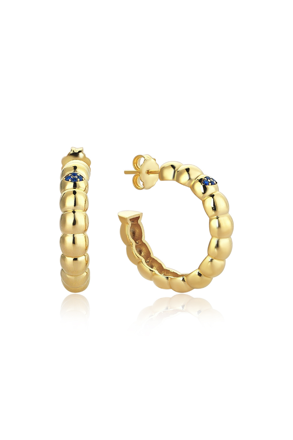 Odda75-Altın Kaplama 925 Ayar Gümüş Füreya Large Küpe Lacivert-Küpe-1-Milagron.com