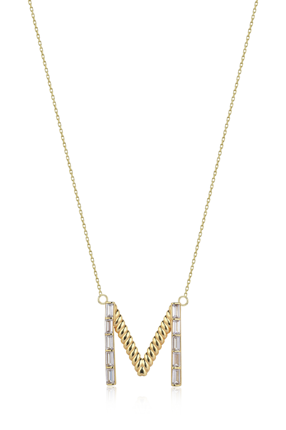 Odda75-Altın Kaplama 925 Ayar Gümüş İnisyal M Harf Kolye-Kolye-1-Milagron.com