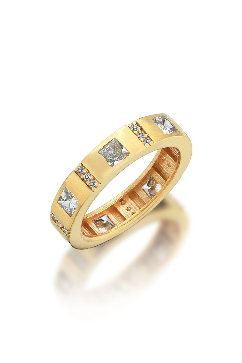 Odda75-Altın Kaplama 925 Ayar Gümüş Karo Yüzük Beyaz-Yüzük-1-Milagron.com