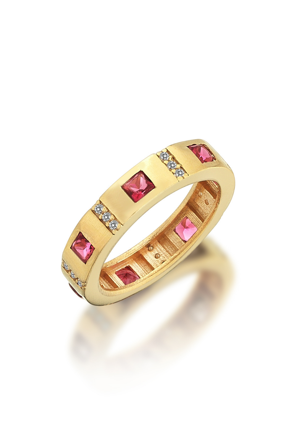 Odda75-Altın Kaplama 925 Ayar Gümüş Karo Yüzük Pembe-Yüzük-2-Milagron.com