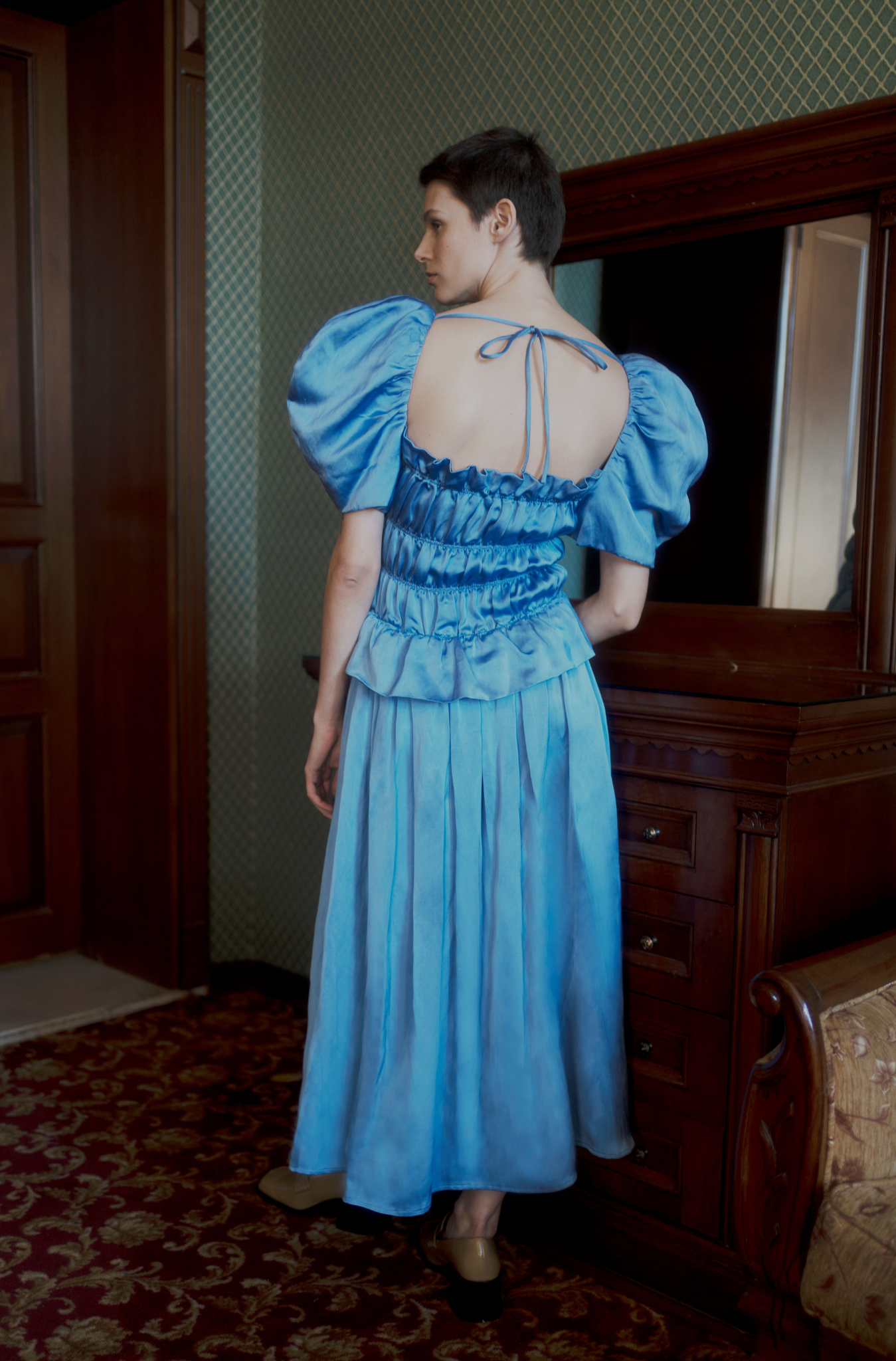 Oh Seven Days-Belle Dress Blue Satin-Dresses-3-Milagron.com