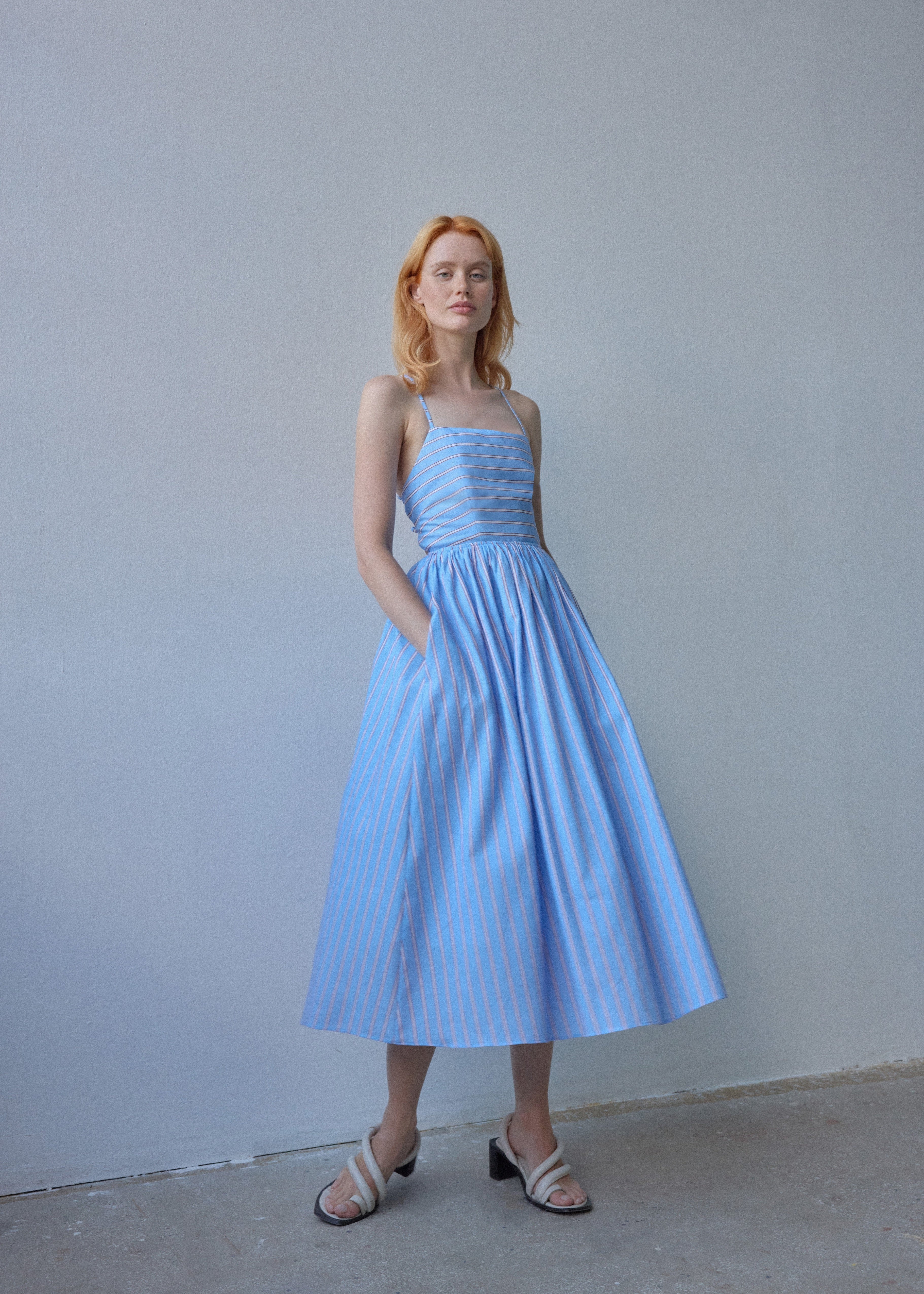 Beth Dress - Blue Stripes