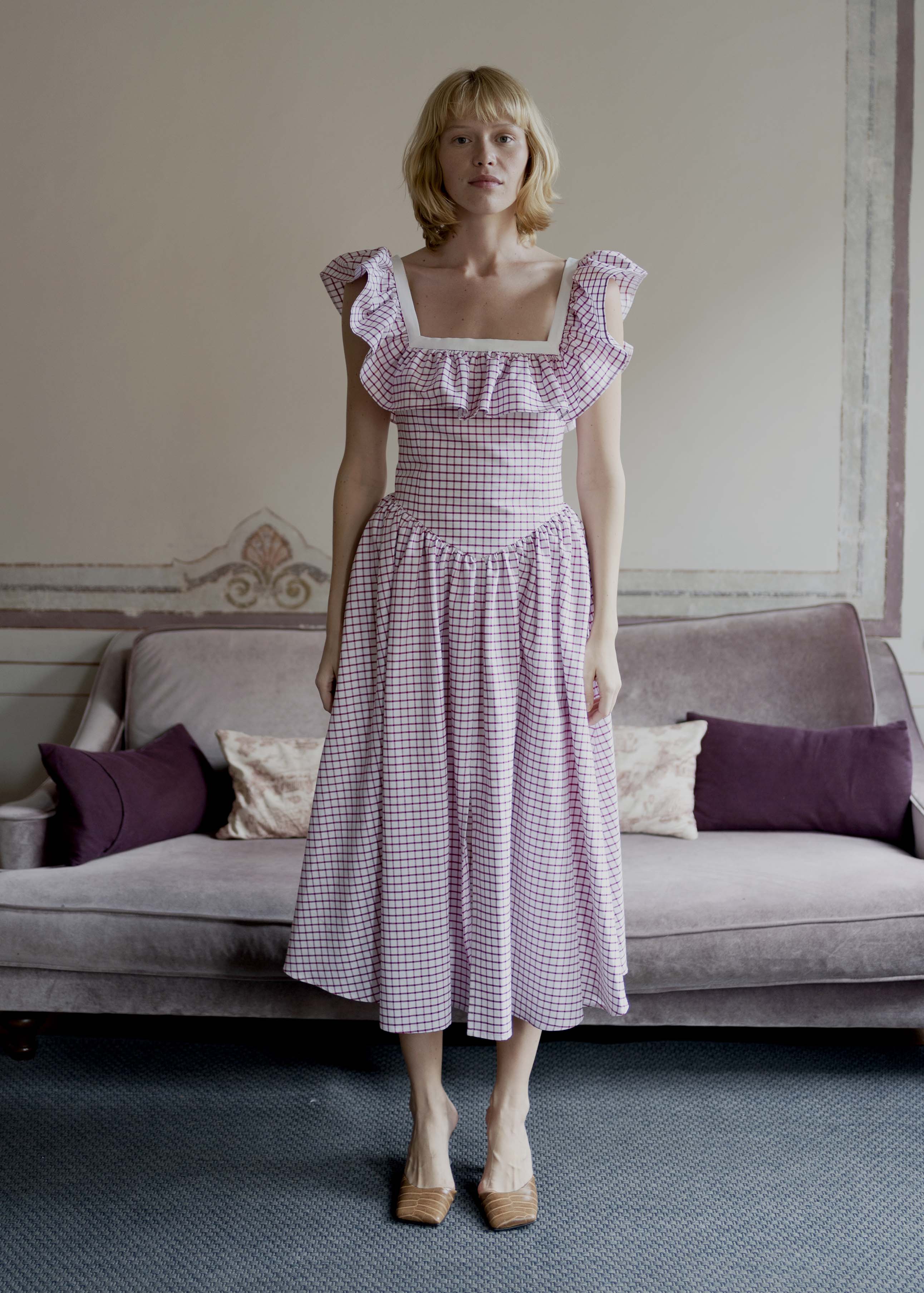 Oh Seven Days-Betsy Dress Red Check-1-Milagron.com