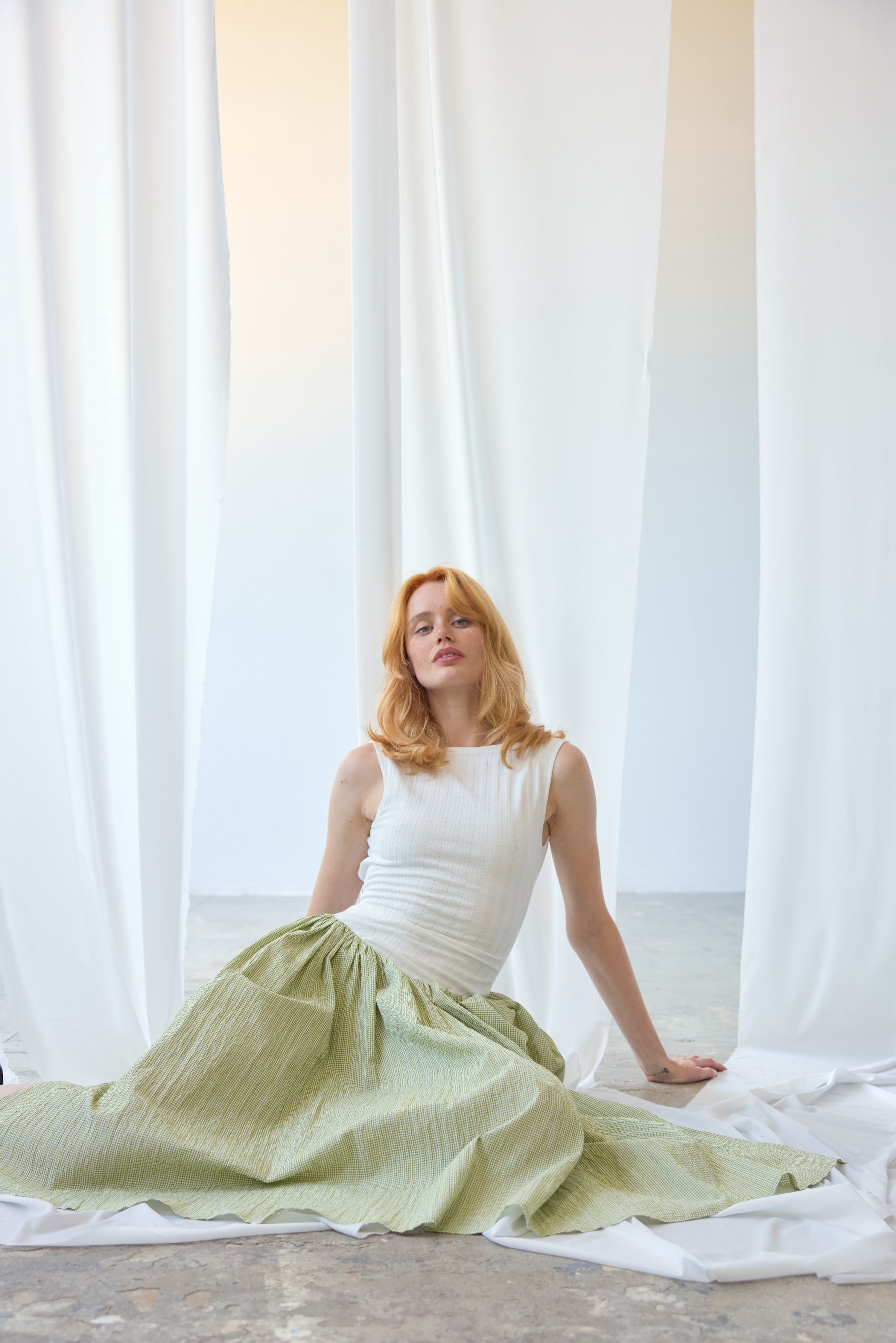 Martina Dress - White&Green