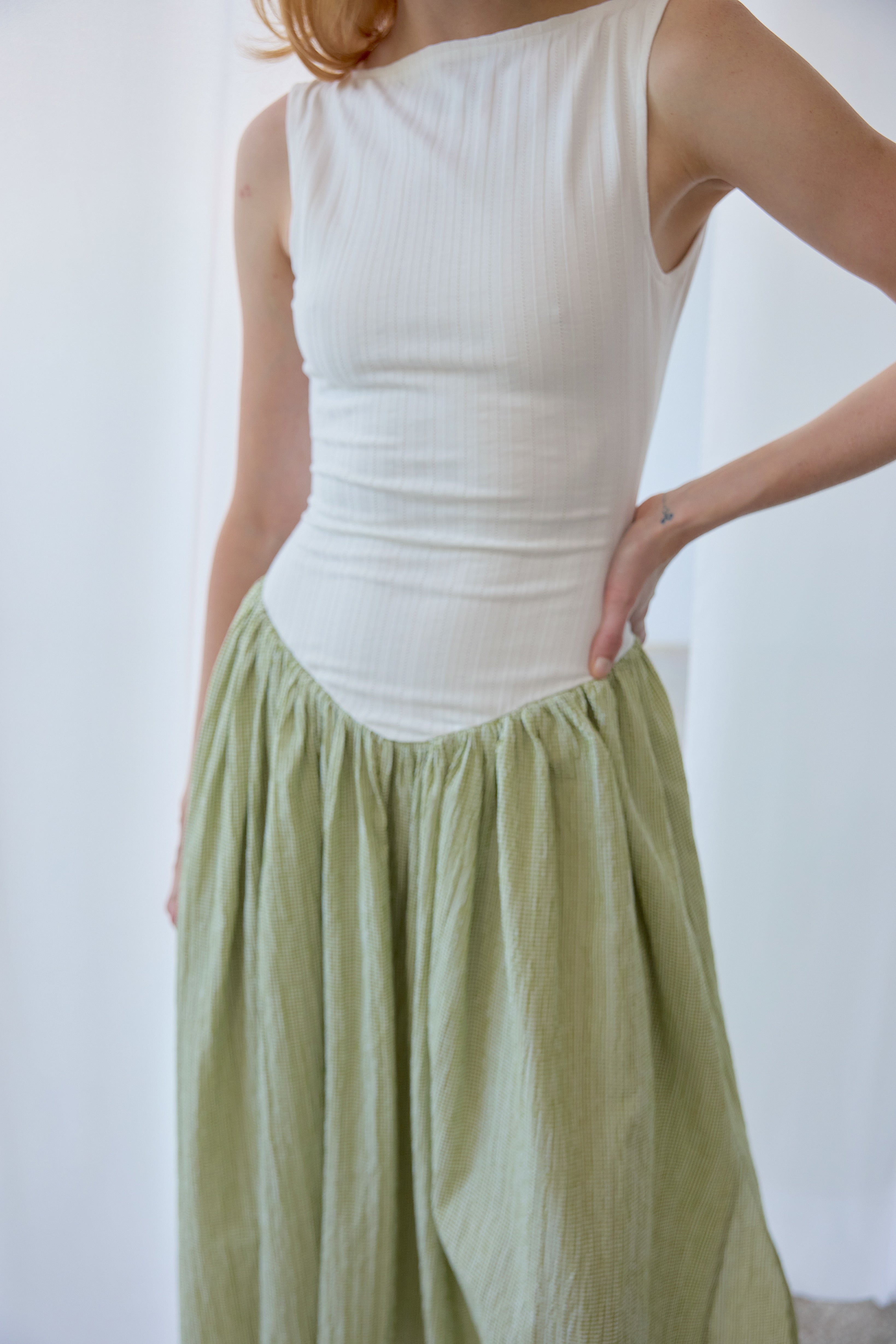 Martina Dress - White&Green