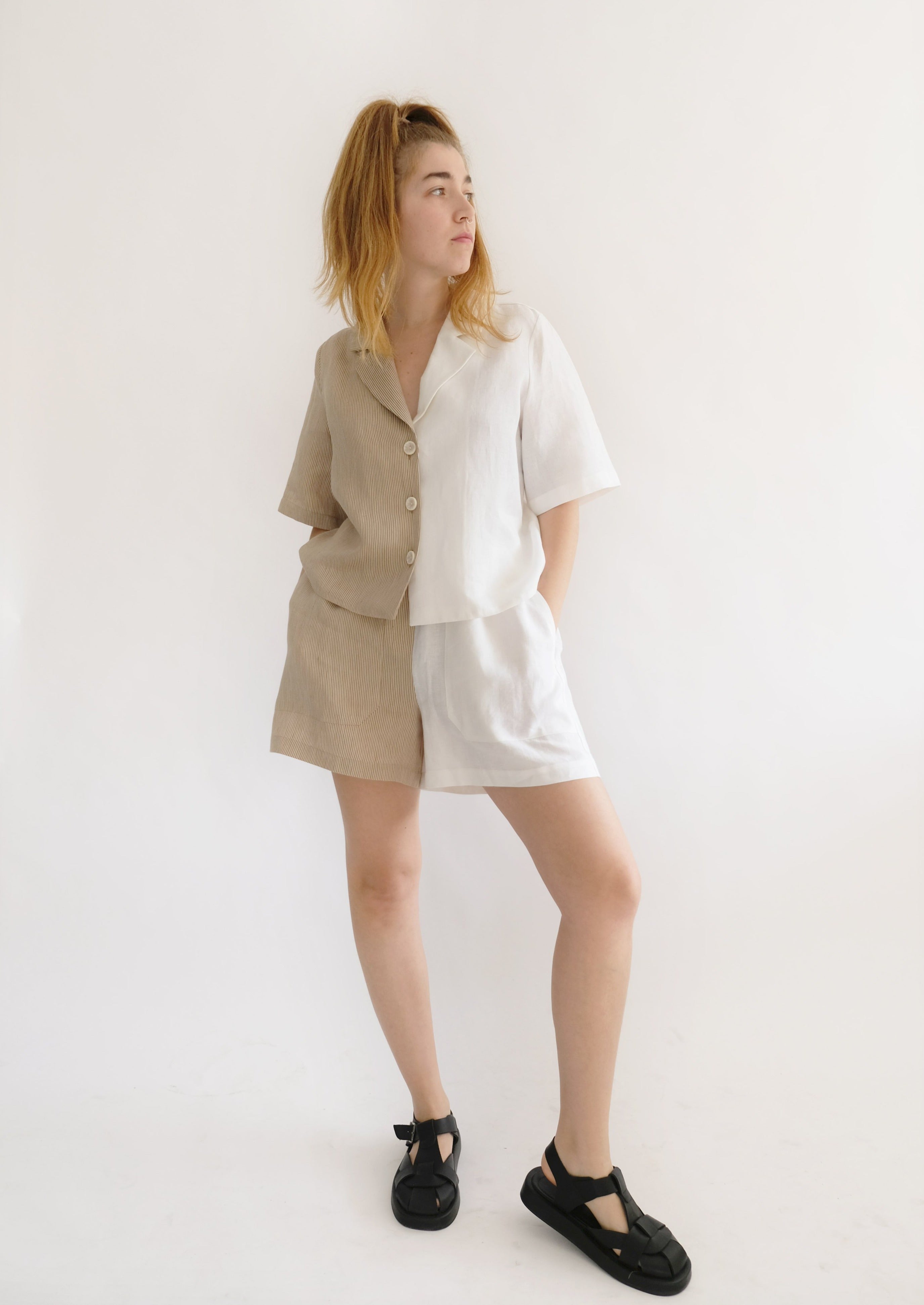 Nora Shirt ( White - Latte )