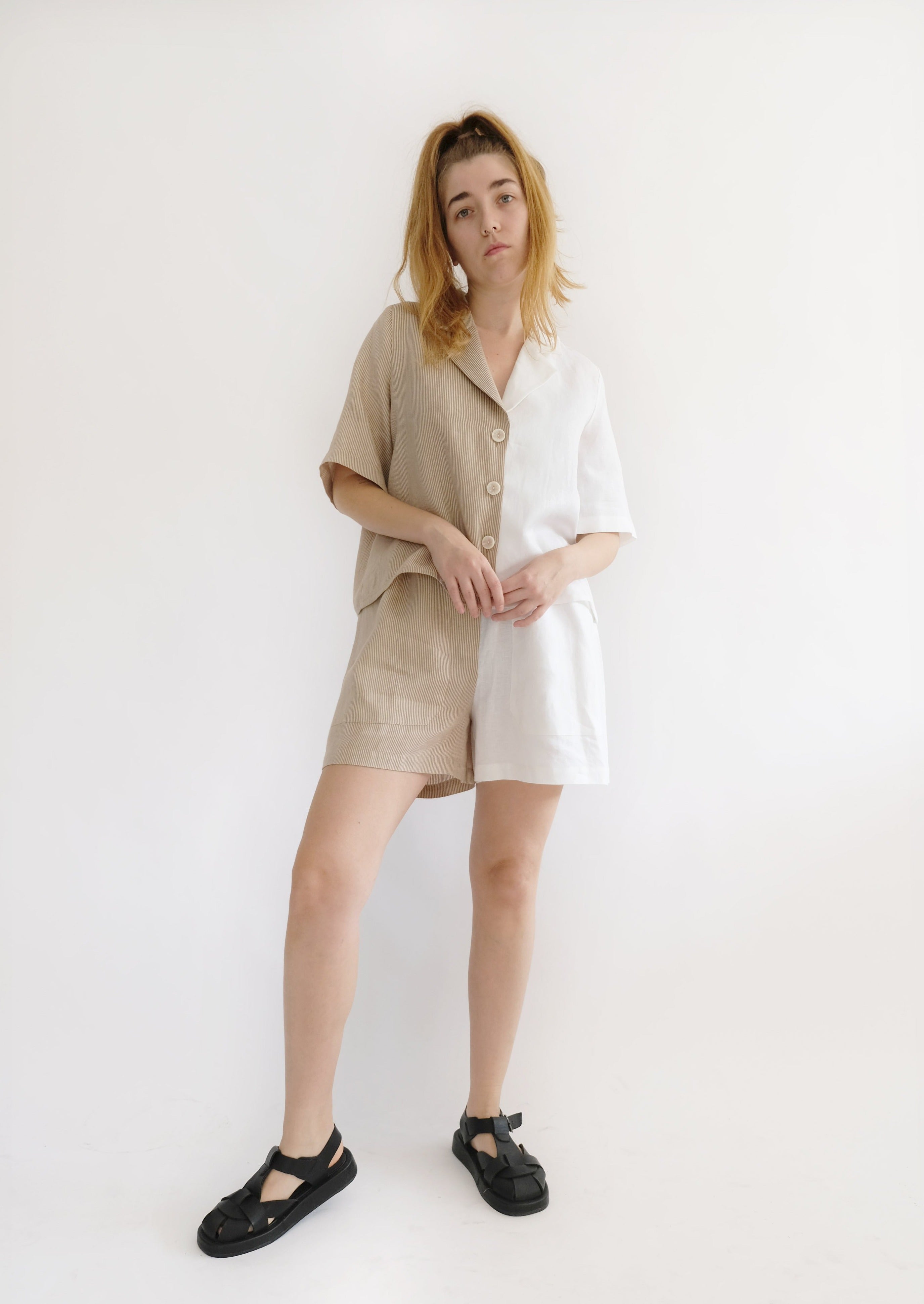 Nora Shirt ( White - Latte )