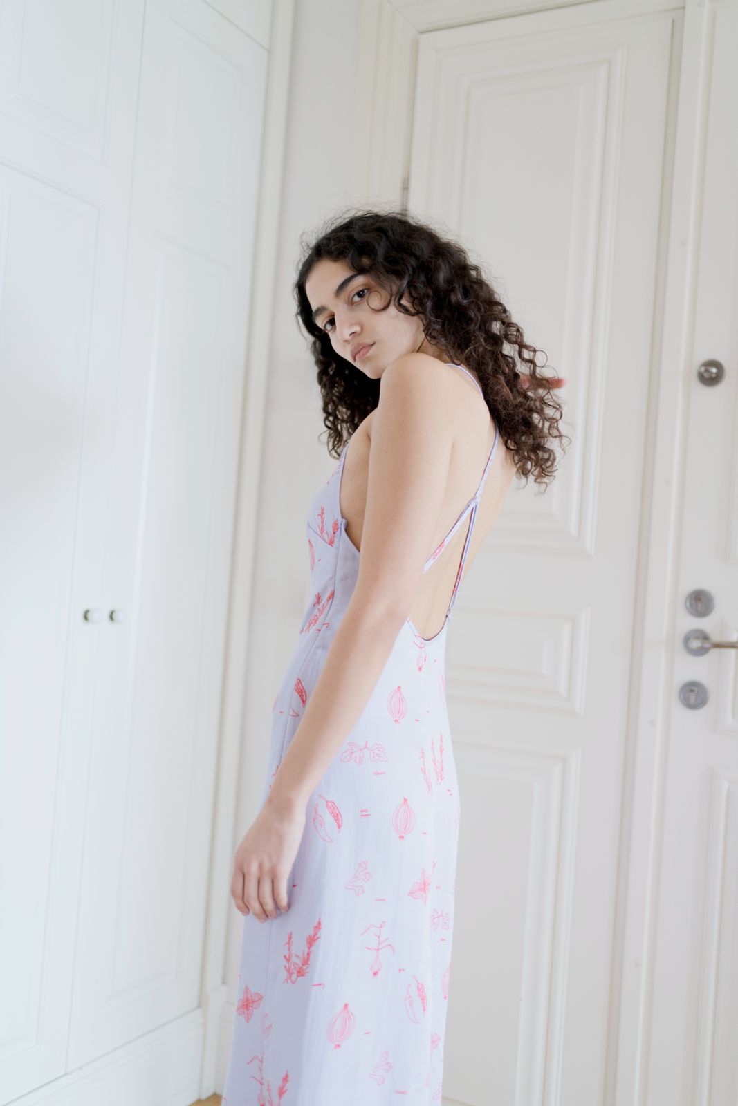 Oh Seven Days-Phoebe Dress Blue Veggie Print-2-Milagron.com