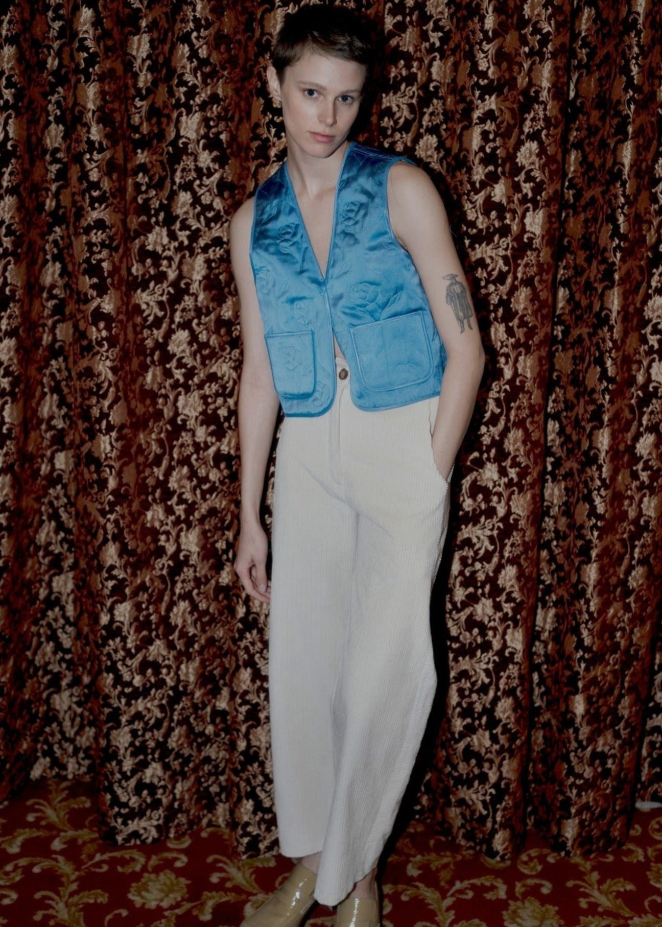 Oh Seven Days-Rose Vest Blue-Outerwear-1-Milagron.com