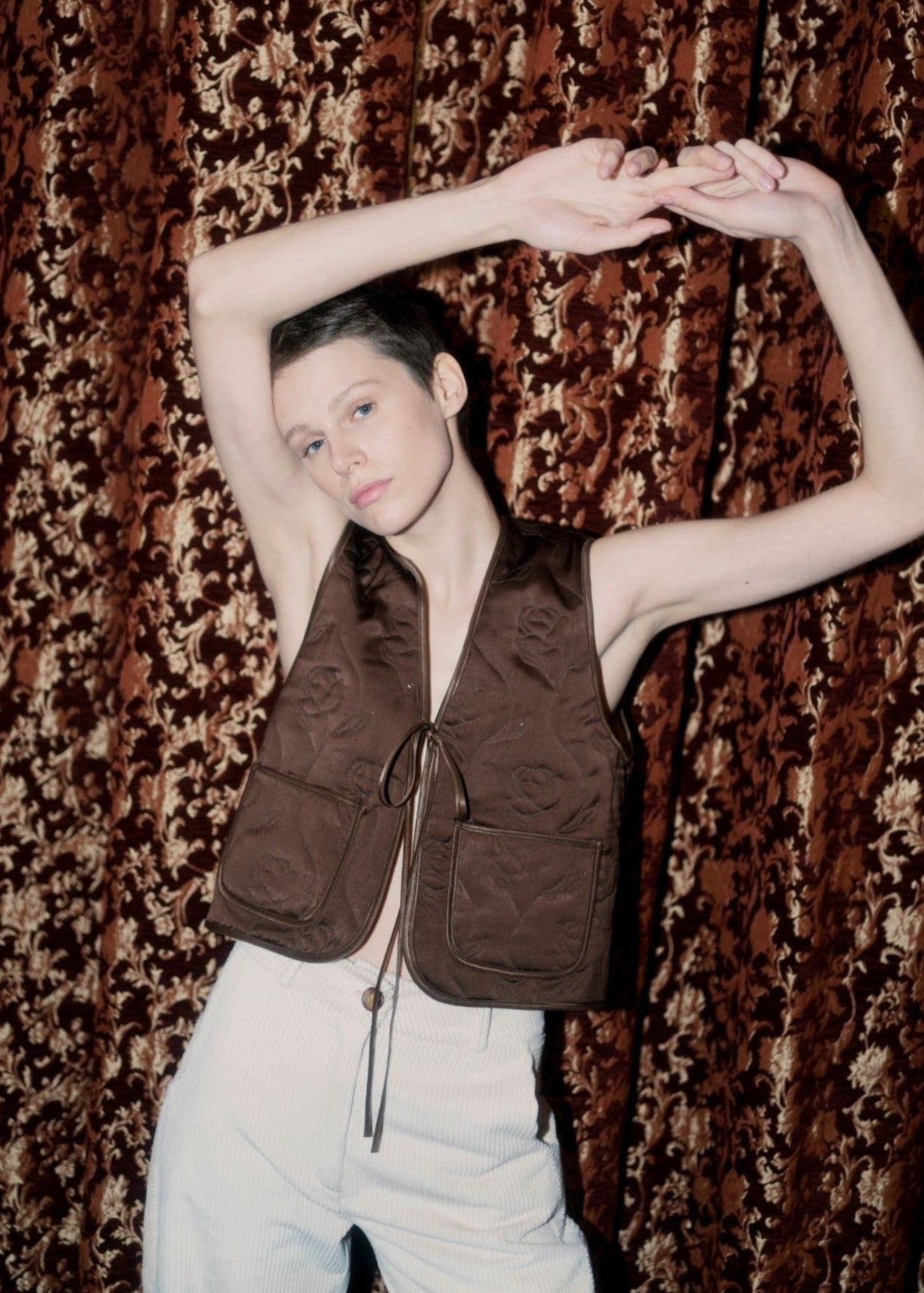 Oh Seven Days-Rose Vest Chocolate Brown-Outerwear-1-Milagron.com